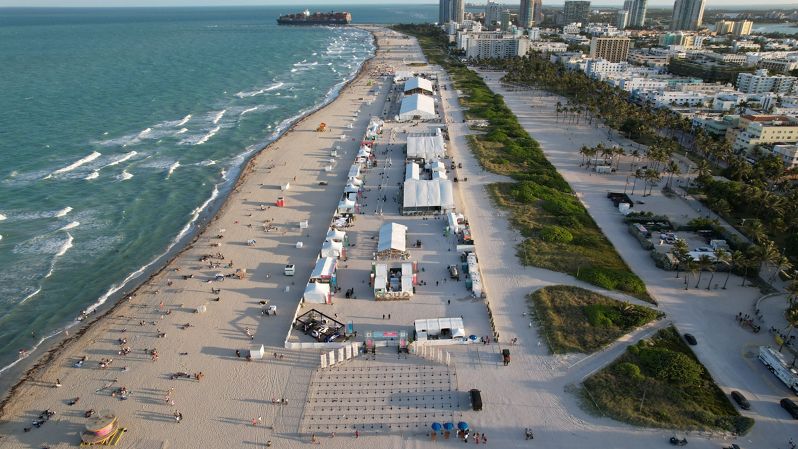 Aerial view of South Beach Wine & Food Festival.